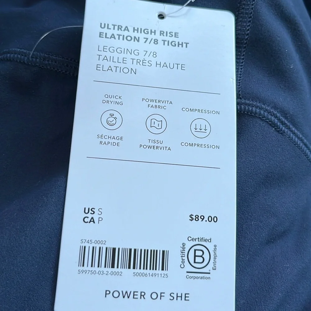 NWT Ultra High Rise Elation 7/8 Navy Tight Size Small - Picture 6 of 8